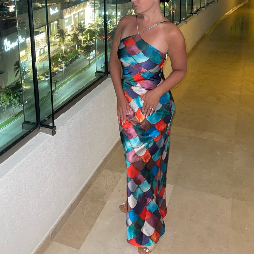 Multicolor Halter Maxi Dress